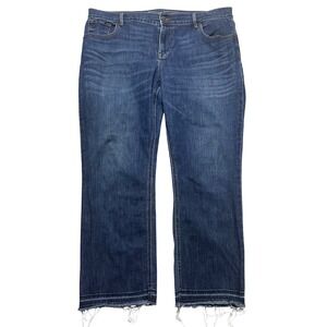 Old Navy Womens Flare Jeans Mid Rise Blue Denim Frayed Hem Size 14 Regular